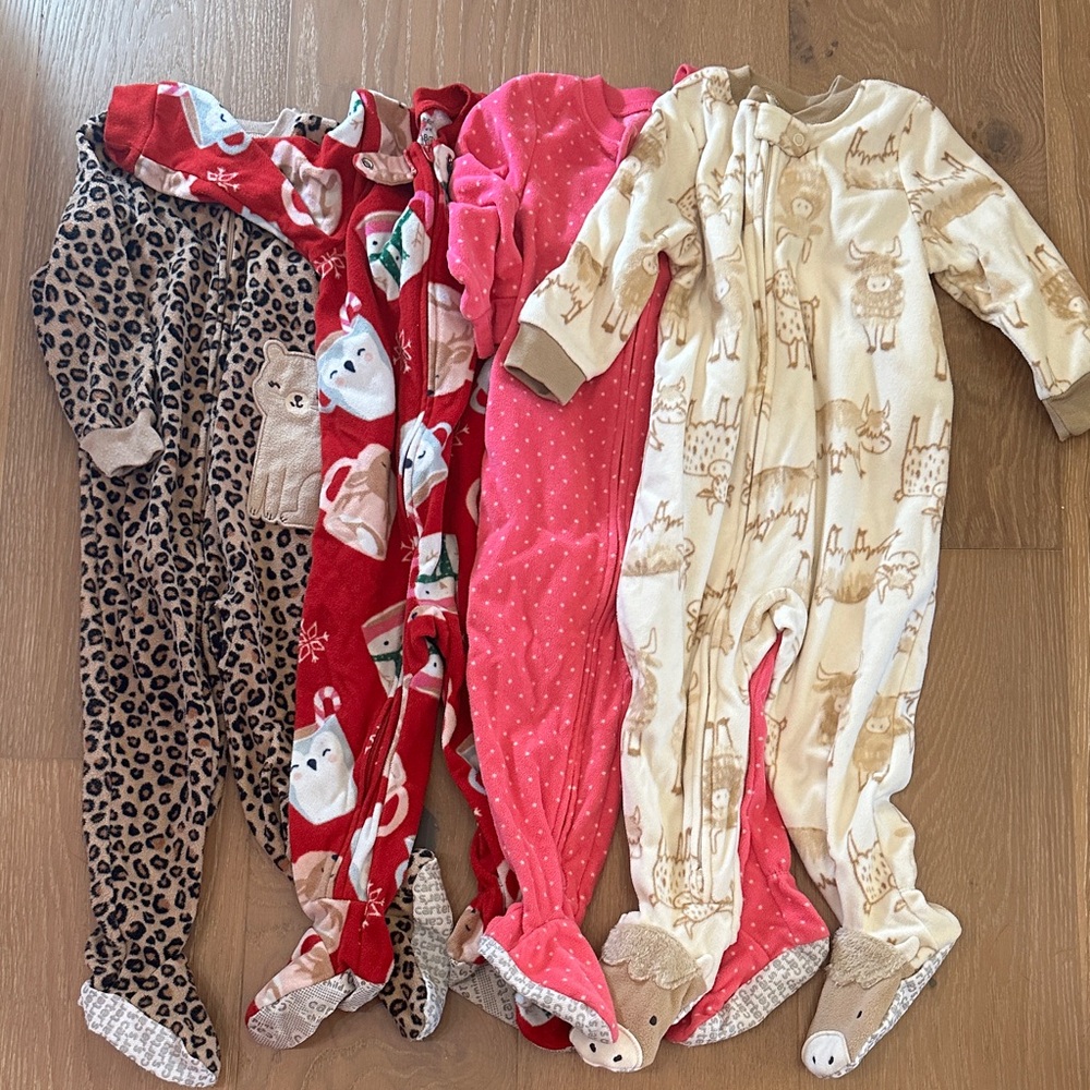 Carter's Cozy Footies - Leopard, Red, Pink, Cream
